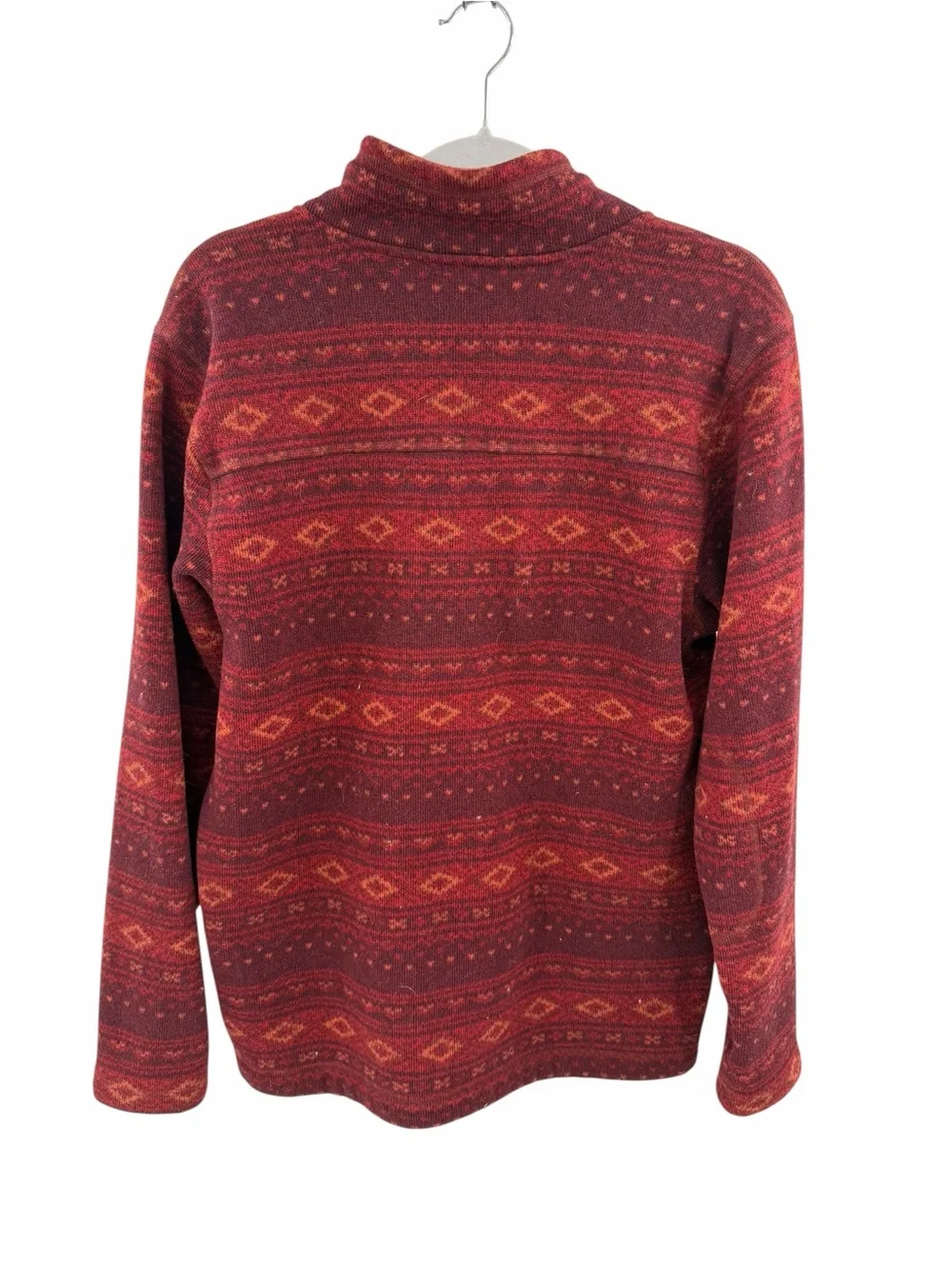 The North Face Maroon Red Aztec 1/4 Zip Fleece Men Size Large